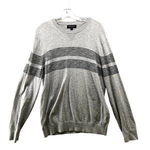 Banana Republic Gray Crewneck Sweater with Black Stripe Detail